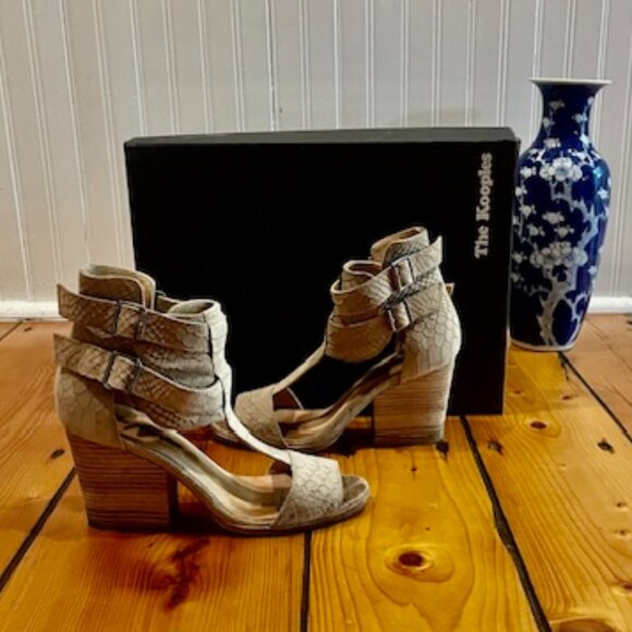 Women's tan leather The Kooples sandals, size 7 1/2. - Picture 1 of 7